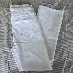 MOTHER The Hustler High-Rise Ankle Fray Jeans white size 25